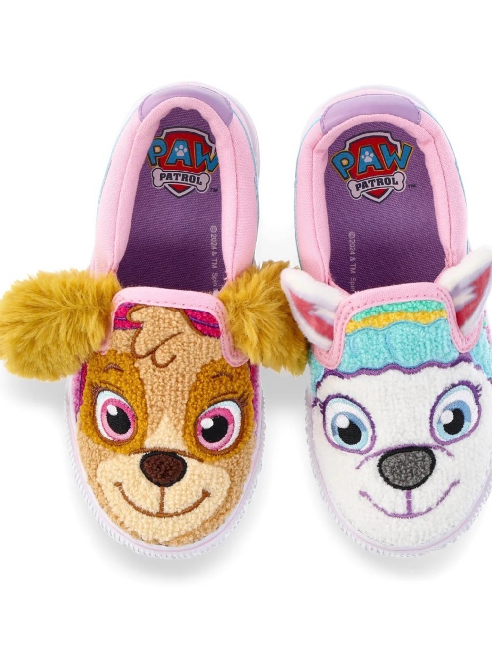Paw Patrol Kids Plush Character Slip-On Shoes - Pink, Purple, White, Tan, Yellow